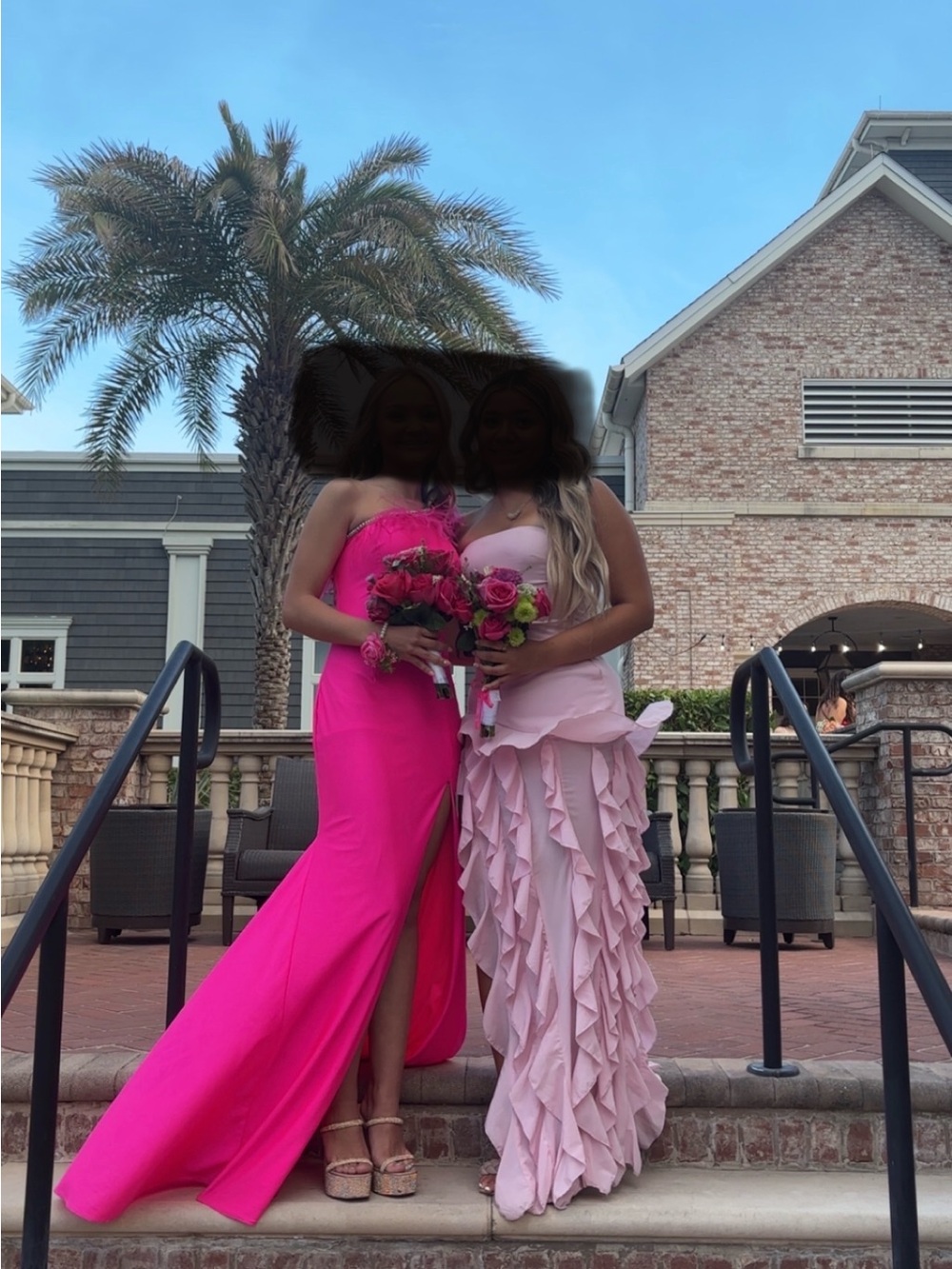 PROM DRESS Hot Pink Strapless Formal Dress with Side Slit